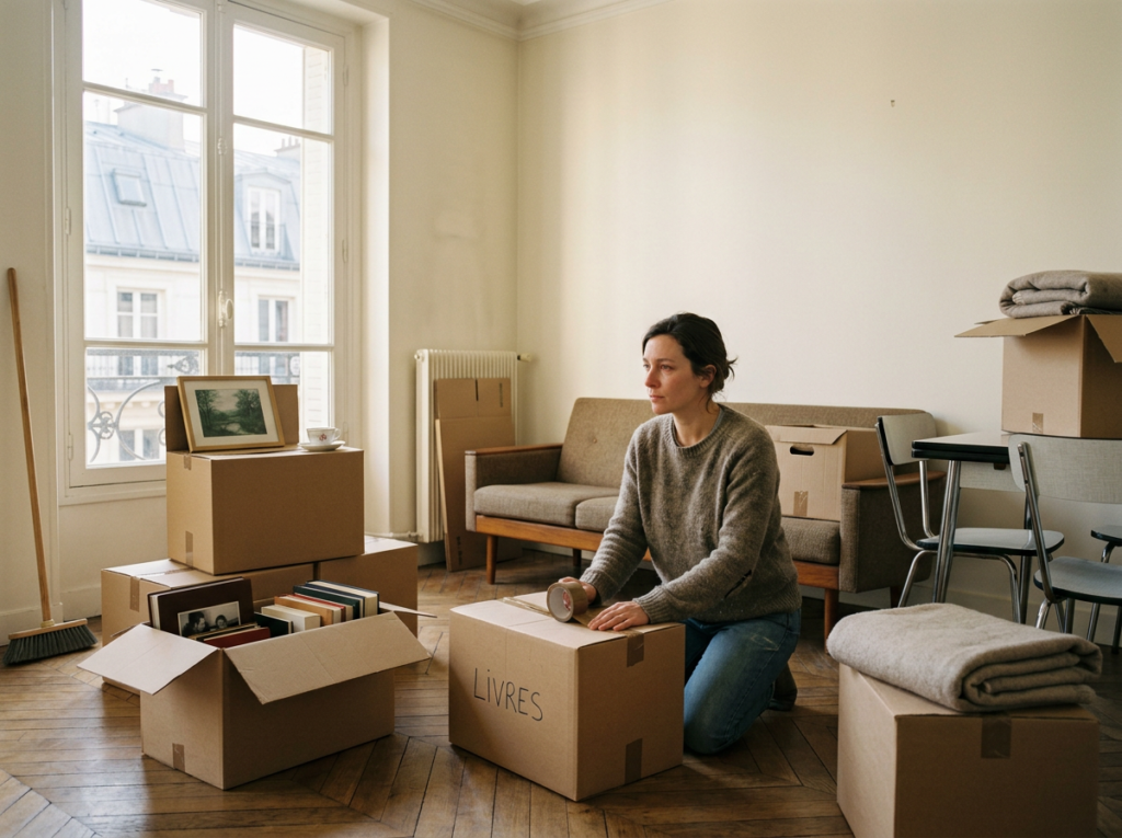 Personne faisant des cartons après une séparation